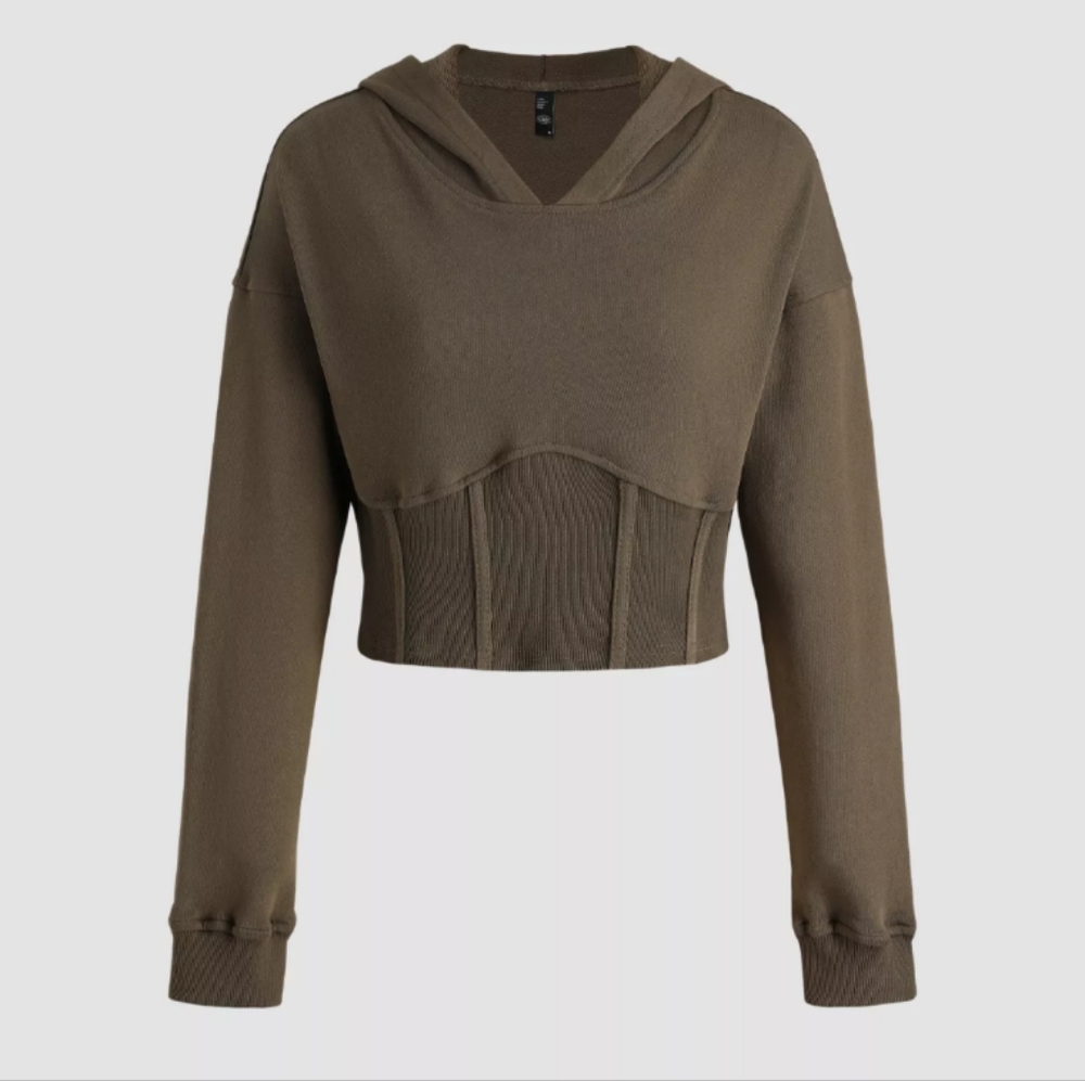Cropped Corset with Hoodie Olive sweatshirt